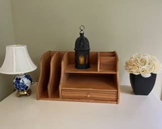 Vintage wood desk caddy/organizer.