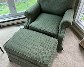 Nice upholstered easy chair and ottoman by Key City.