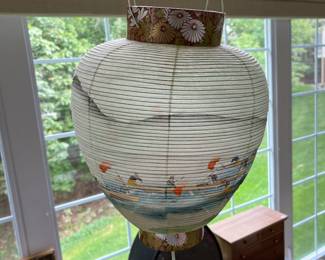 Vintage Japanese paper lantern with original box (box not shown).