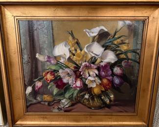Framed print , still life bouquet.