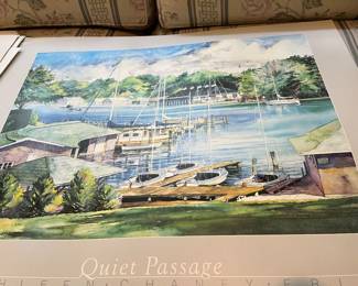 Stack of art prints.