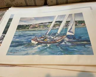 Stack of art prints.