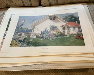 Stack of art prints.