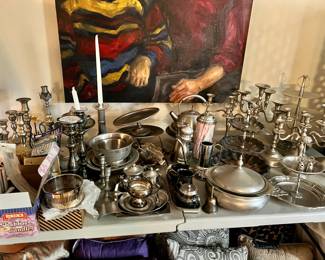 Pewter & silver palte