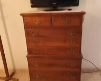 Maple Tall Boy Dresser & Television