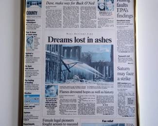 Framed Kansas City Star West Bottoms Warehouse Blaze Articles, Qty 4 23.5" x 13.5", And 13.5" x 13.5"
