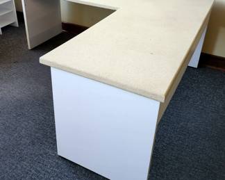 L-Shaped Desk With Corian Top, 29.5" x 68" x 74"