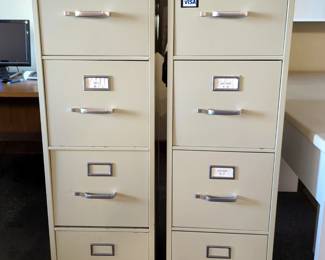 Hon Metal 4 Drawer File Cabinets, Qty 2, 52" x 15" x 25", Includes Keys