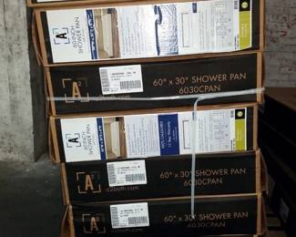A2 Bath White Composite 60" x 30" x 6" Left Drain Shower Pans, Model 6030CPANL-AW-M, Qty 10, New In Box