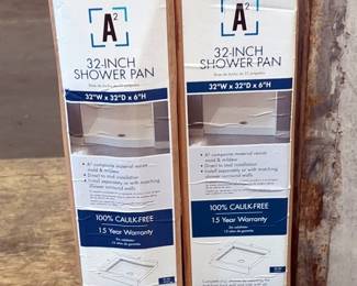 A2 Bath White Composite 32" x 32" Shower Pans, Model 3232CPAN-AW-M, Qty 2, New In Box