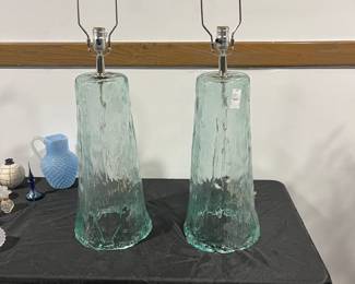 Italian Glass Table Lamp Set