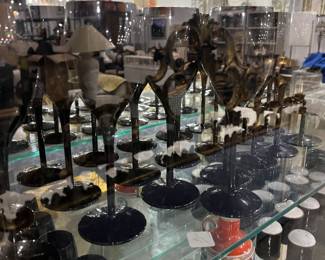 Black Glass Wine Goblet Set