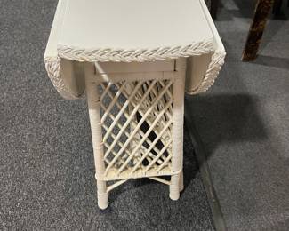 Flip Down Side White Wicker Table