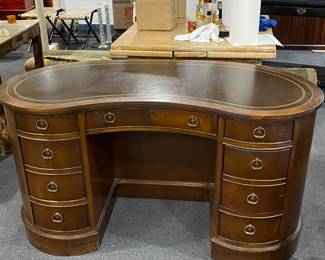 Leather Top Kidney Shaped Desk