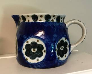 German Pottery Pitcher with pourer and handle - cobalt Blue