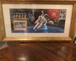 A Tribute to Space Exploration framed with stamps