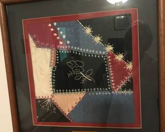Patchwork embroidered framed work