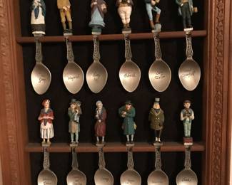 Charles Dickens Spoons/ display holder - 12 spoons. Franklin Mint