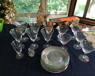 Fostoria Snack Plates set of 6, set of 5 Fostoria Sherbet Glasses