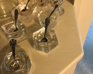Charming Salt Cellars w sterling silver spoons