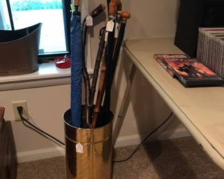 Brass Unbrella Stand.  Canes and Umbrellas