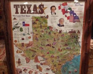 Texas picture framed with refinished barn wood and trimmed with early Texas barbed wire. 