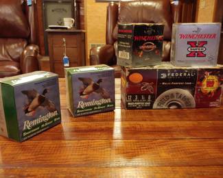 3 boxes of 12 gauge #4 steel shot and  other misc ammo .22 long rifle,  410, .38 special 50 count box. .177 pellets
