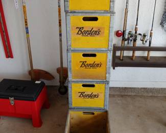 Borden milk crates labeled Dallas Tx