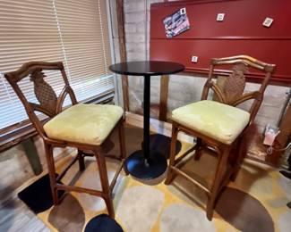 Pair of bar height stools 
Bar table
Rug