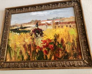 Tuscany scene framed oil by Howard Hackney