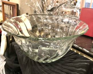 Large fluted glass bowl