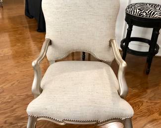 Pair of glamorous silver patina Italian arm chairs