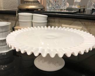 Fenton milk glass cake plate