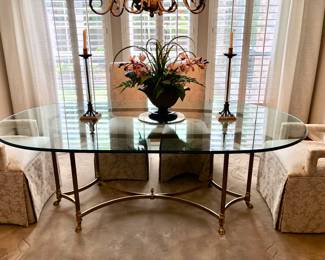 Brass and glass oval table