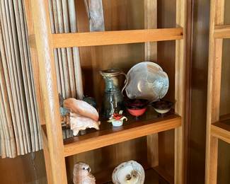 Two tall display shelves
