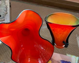 Two signed pieces of glass