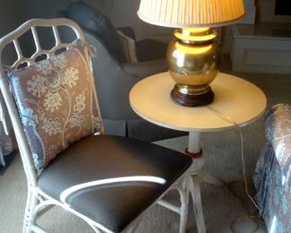 Openwork side chair, table & lamp