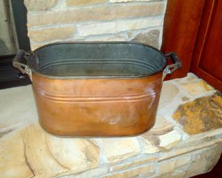 Antique copper wash boiler