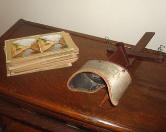 One of two stereoscopes with viewing cards