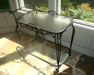 Wrought iron & glass tea cart