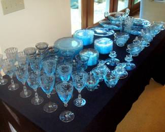 Opposite view showing Fostoria stemware