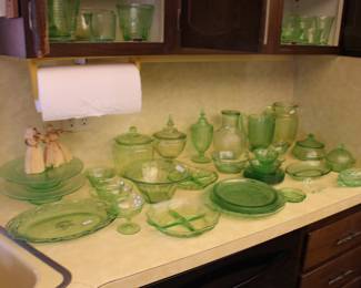 green depression glass