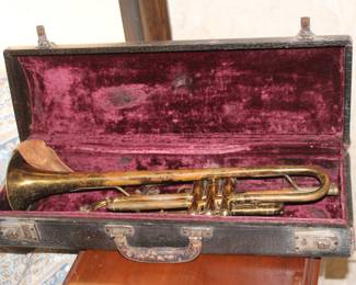 Antique brass trumpet