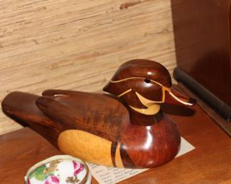 Hand carved vintage and signed mallard