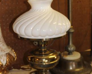 Vintage brass and milk glass lamp