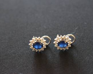 Sapphire and diamond earrings in 14k gold