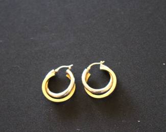 14k gold earrings - two tone
