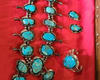 RARE signed and numbered Squash Blossom with matching pieces. 