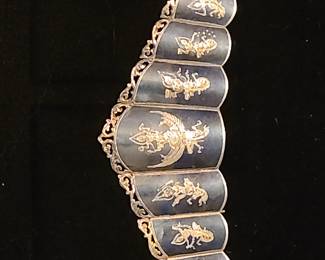 Unique Sterling silver bracelet from Siam made in the 1940s or before. 