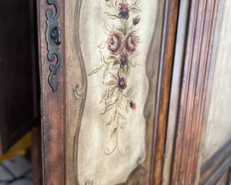 Floral front wood armoire
